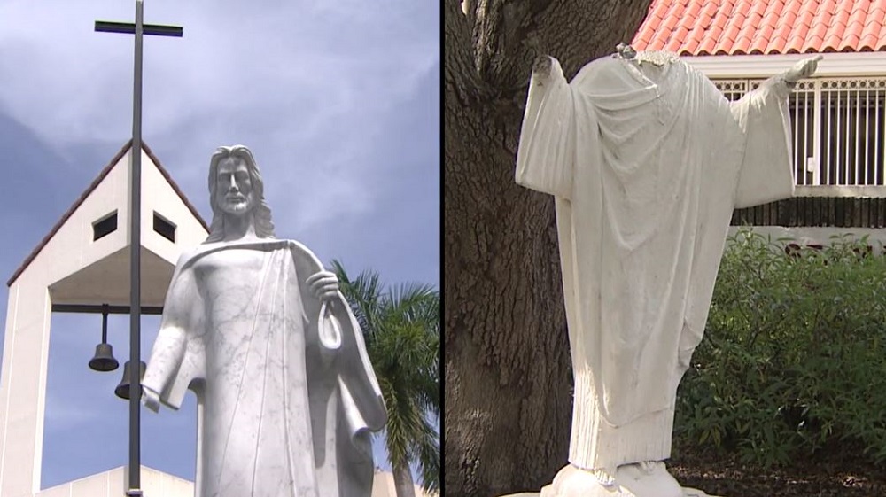 Vandalizaron dos estatuas de una iglesia en Miami Shores