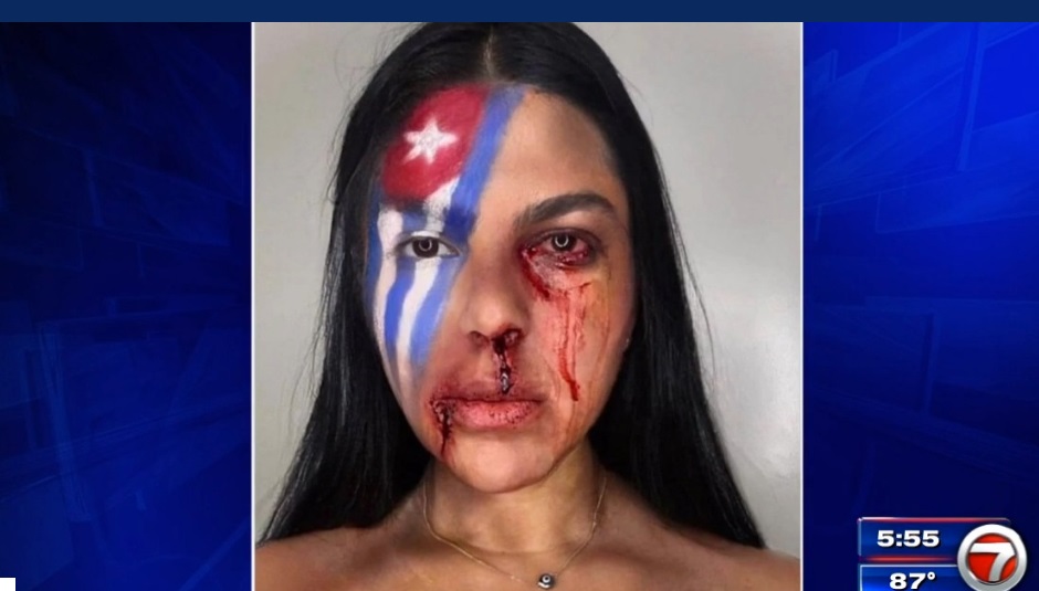 Maquilladora de Miami impacta con maquillaje de la bandera cubana