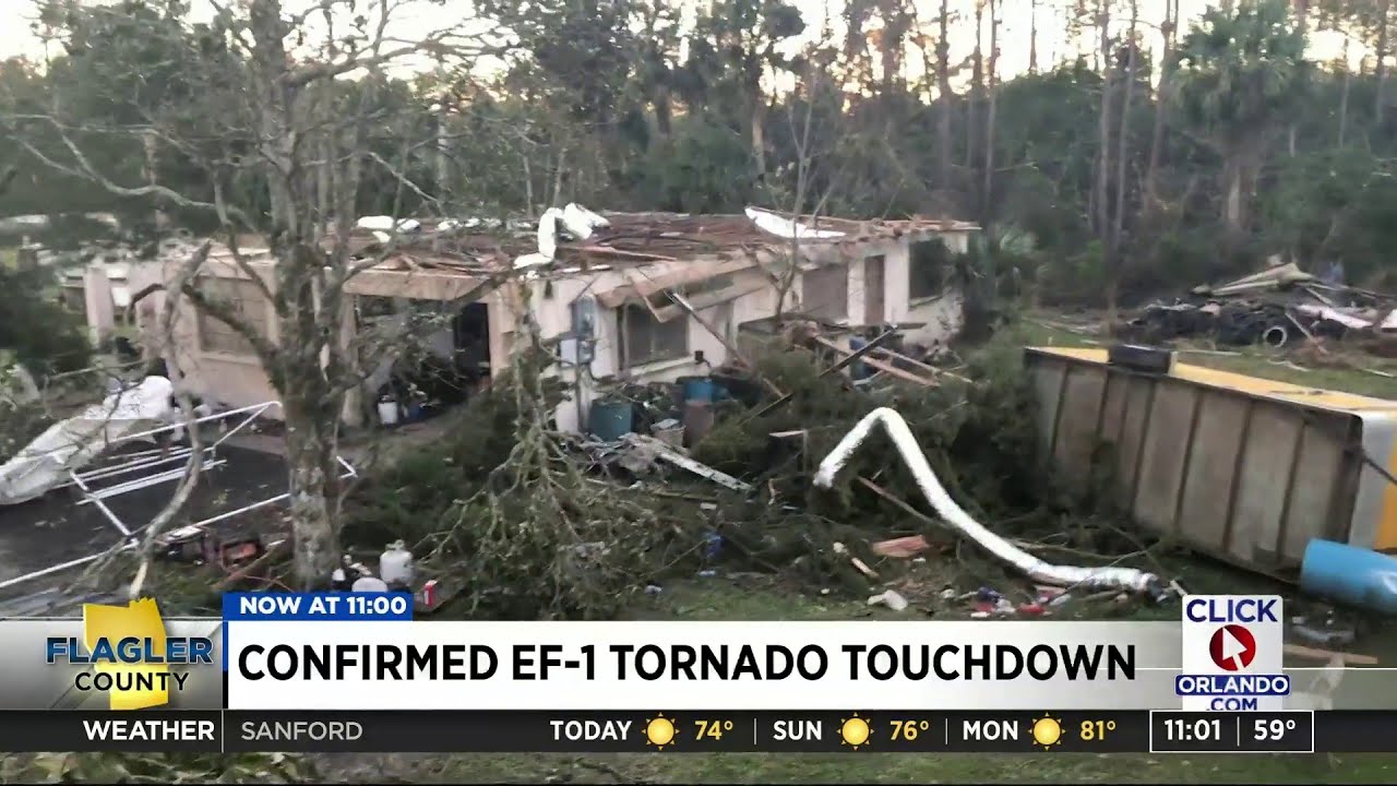 Tornado de clase EF-1 tocó tierra en el Condado de Flager dejando destrozos a su paso
