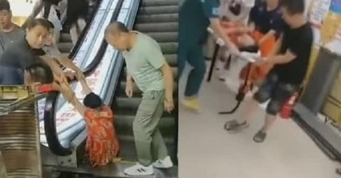 Escalera mecánica amputa la pierna de una anciana en China (VIDEO)