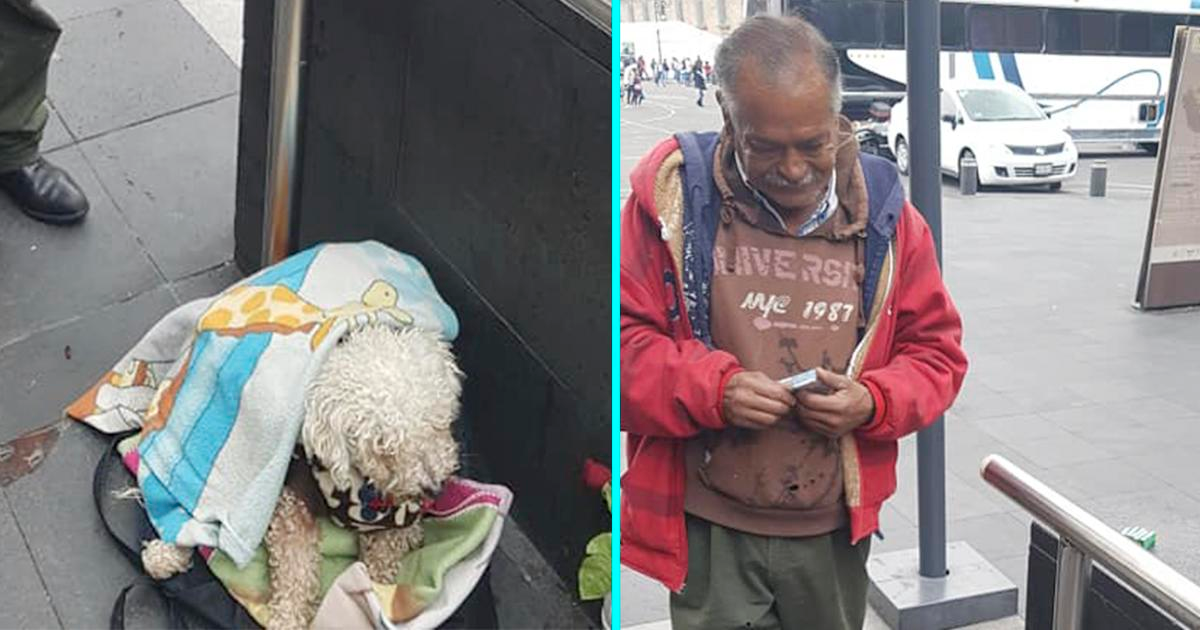 Anciano vende golosinas en las calles para alimentar a su amado perro