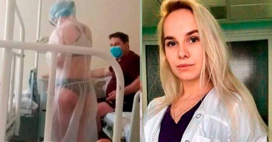 Enfermera rusa que atendió a pacientes con Coronavirus sin ropa por la falta de equipamiento fue multada (FOTOS)