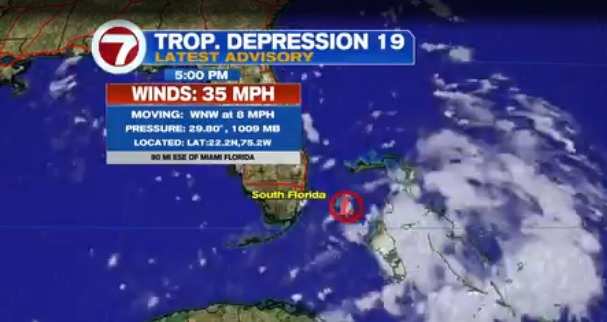 Emiten la vigilancia de tormentas tropicales para el sur de Florida tras la depresión 19 en las Bahamas
